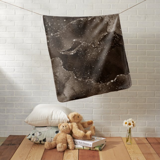 Moody Agate | Coffee Brown Golden Bronze Taupe Baby Blanket (In Situ)