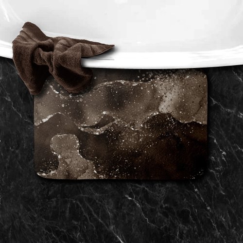 Moody Agate  Coffee Brown Golden Bronze Taupe Bath Mat