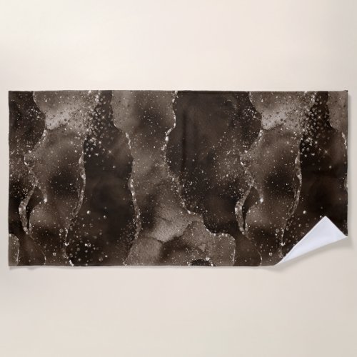 Moody Agate  Coffee Brown Golden Bronze Taupe Beach Towel
