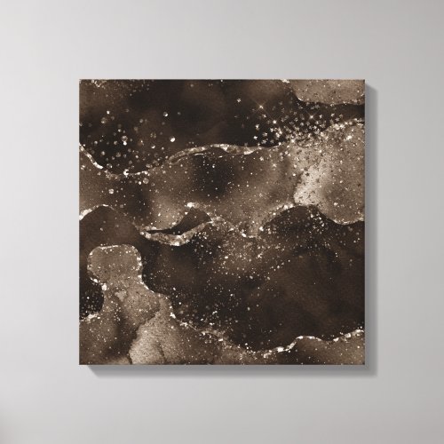 Moody Agate  Coffee Brown Golden Bronze Taupe Canvas Print