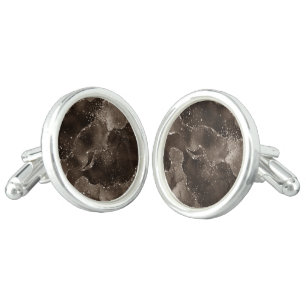 Moody Agate   Coffee Brown Golden Bronze Taupe Cufflinks