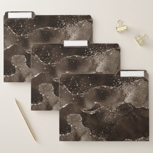Moody Agate  Coffee Brown Golden Bronze Taupe File Folder