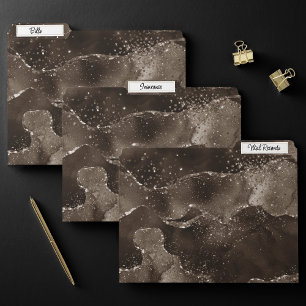 Moody Agate Coffee Brown Golden Bronze Taupe File Folder