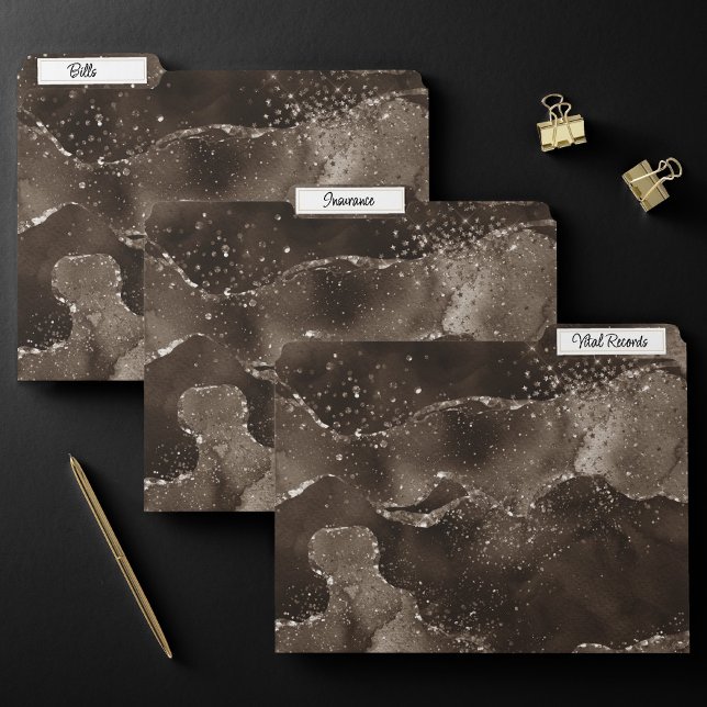 Moody Agate | Coffee Brown Golden Bronze Taupe File Folder (Creator Uploaded)