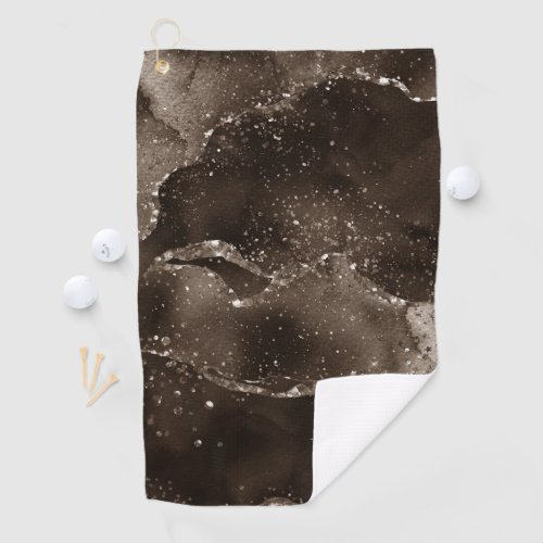 Moody Agate  Coffee Brown Golden Bronze Taupe Golf Towel