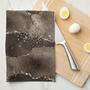 Moody Agate   Coffee Brown Golden Bronze Taupe Kitchen Towel
