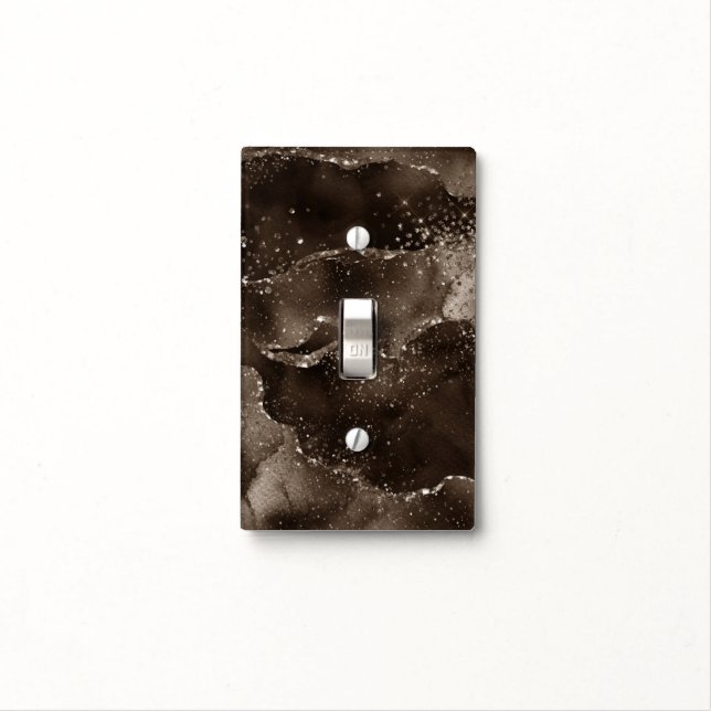 Moody Agate | Coffee Brown Golden Bronze Taupe Light Switch Cover (In Situ)