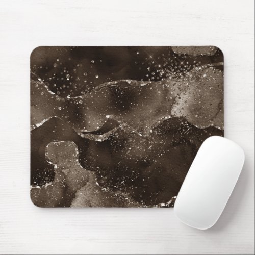 Moody Agate  Coffee Brown Golden Bronze Taupe Mouse Pad