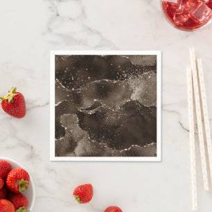 Moody Agate   Coffee Brown Golden Bronze Taupe Napkins