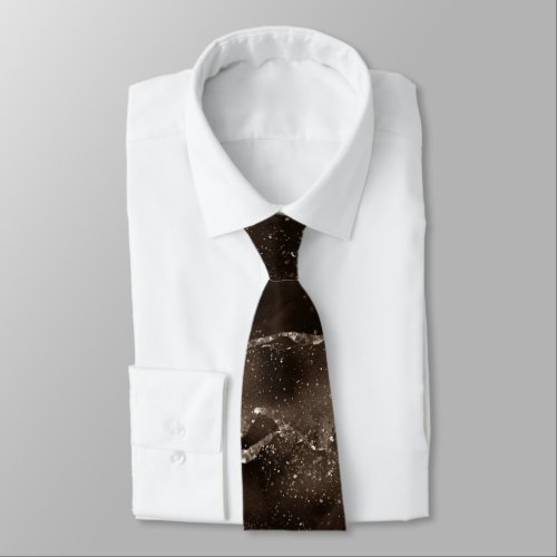 Moody Agate  Coffee Brown Golden Bronze Taupe Neck Tie