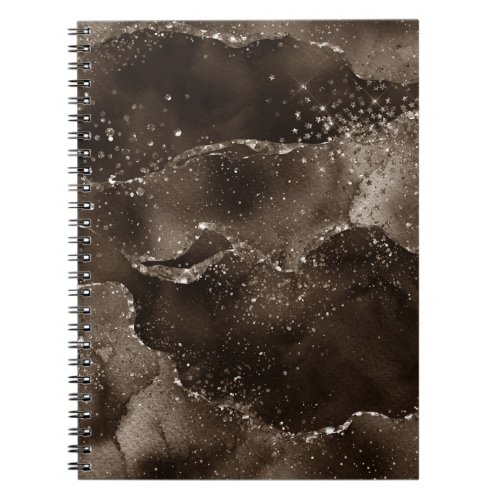Moody Agate  Coffee Brown Golden Bronze Taupe Notebook