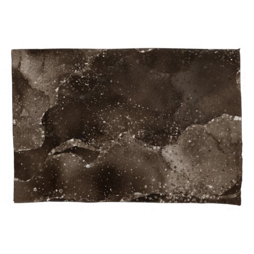 Moody Agate  Coffee Brown Golden Bronze Taupe Pillow Case