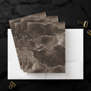 Moody Agate   Coffee Brown Golden Bronze Taupe Pocket Folder