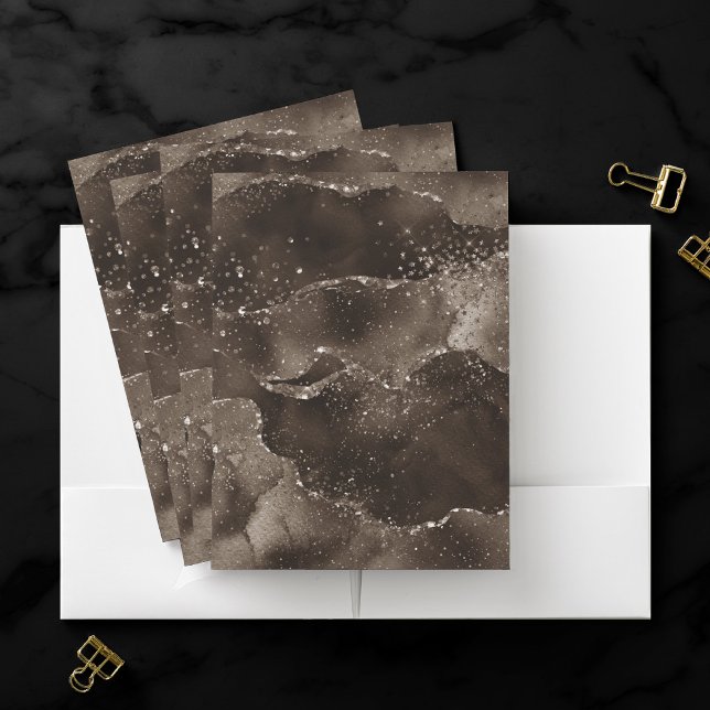 Moody Agate | Coffee Brown Golden Bronze Taupe Pocket Folder (Creator Uploaded)