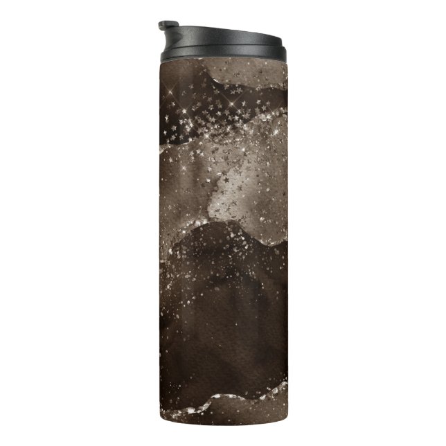 Moody Agate | Coffee Brown Golden Bronze Taupe Thermal Tumbler (Rotated Right)