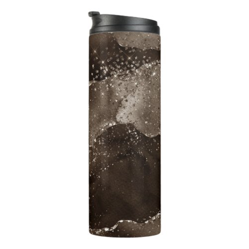 Moody Agate  Coffee Brown Golden Bronze Taupe Thermal Tumbler