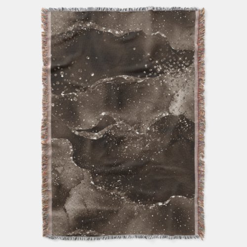 Moody Agate  Coffee Brown Golden Bronze Taupe Throw Blanket
