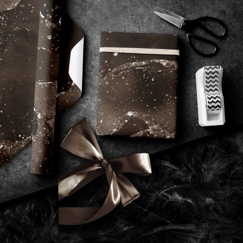 Moody Agate  Coffee Brown Golden Bronze Taupe Wrapping Paper
