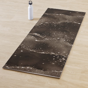 Moody Agate   Coffee Brown Golden Bronze Taupe Yoga Mat