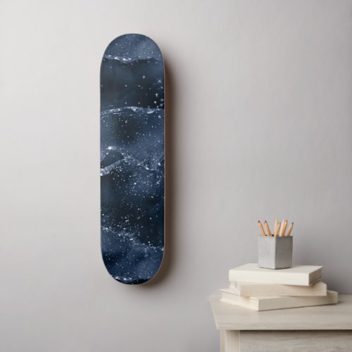 Moody Agate  Denim Steel Navy Blue Faux Glitter Skateboard