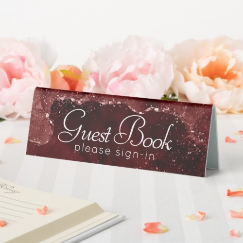 Moody Agate  Henna Blood Red Garnet Guest Book Table Tent Sign