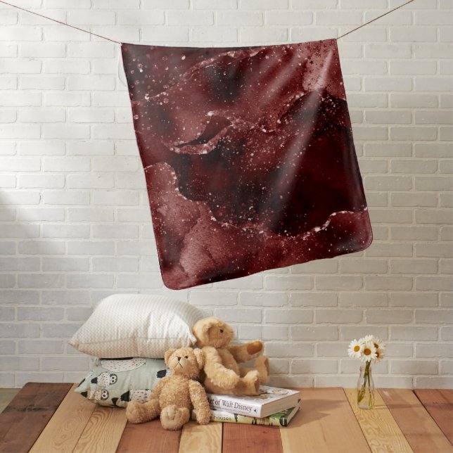 Moody Agate | Henna Blood Red Garnet Jewel Tone Baby Blanket (In Situ)