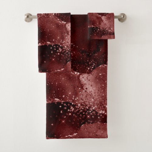 Moody Agate  Henna Blood Red Garnet Jewel Tone Bath Towel Set