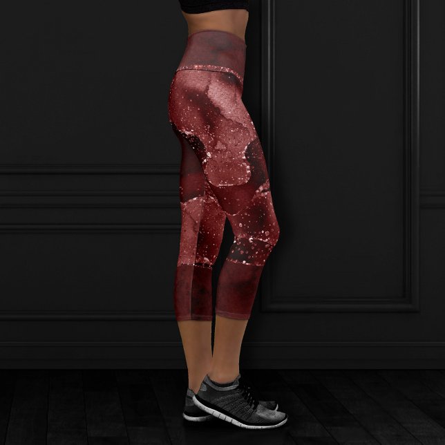 Moody Agate | Henna Blood Red Garnet Jewel Tone Capri Leggings (Creator Uploaded)