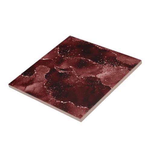 Moody Agate  Henna Blood Red Garnet Jewel Tone Ceramic Tile