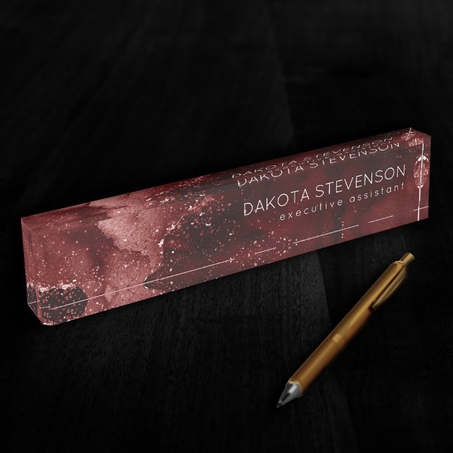 Moody Agate | Henna Blood Red Garnet Jewel Tone Desk Name Plate (Creator Uploaded)