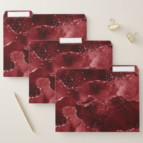 Moody Agate  Henna Blood Red Garnet Jewel Tone File Folder