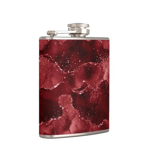 Moody Agate  Henna Blood Red Garnet Jewel Tone Flask