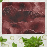 Moody Agate | Henna Blood Red Garnet Jewel Tone Kitchen Towel<br><div class="desc">90s grunge inspired dark, sophisticated watercolor marbled agate stone in a deep moody jewel tone with faux metallic foil and glitter veins in a rich, dramatic featuring abstract fluid swirls and glitter veins. From the "Till Death Do Us Part" collection, this gorgeous feminine hand-painted gradient adds the perfect pop of...</div>