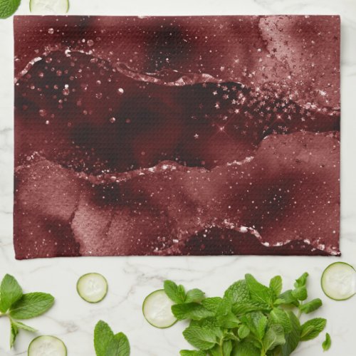 Moody Agate  Henna Blood Red Garnet Jewel Tone Kitchen Towel