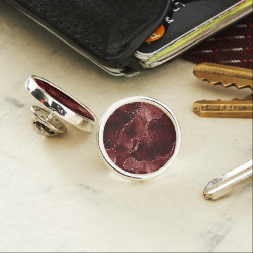 Moody Agate  Henna Blood Red Garnet Jewel Tone Lapel Pin
