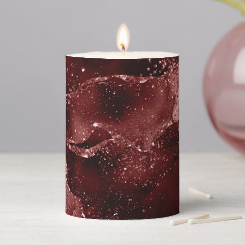 Moody Agate  Henna Blood Red Garnet Jewel Tone Pillar Candle