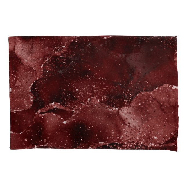 Moody Agate | Henna Blood Red Garnet Jewel Tone Pillow Case (Front-Left)