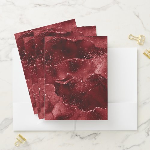 Moody Agate  Henna Blood Red Garnet Jewel Tone Pocket Folder