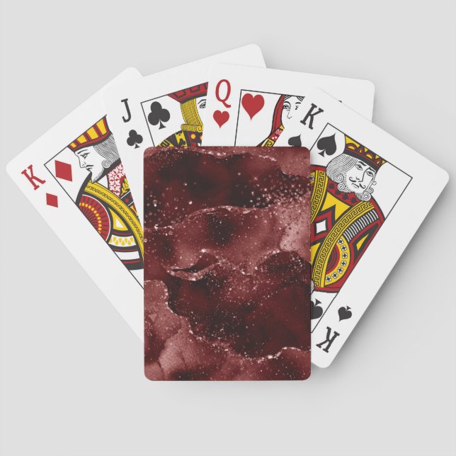 Moody Agate | Henna Blood Red Garnet Jewel Tone Poker Cards (Back)