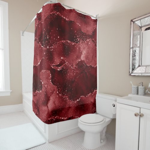 Moody Agate  Henna Blood Red Garnet Jewel Tone Shower Curtain