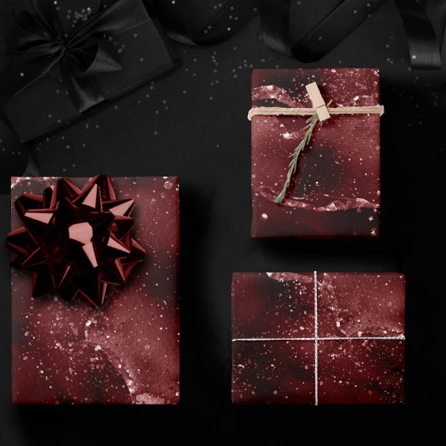 Moody Agate | Henna Blood Red Garnet Jewel Tone Wrapping Paper Sheets (Creator Uploaded)