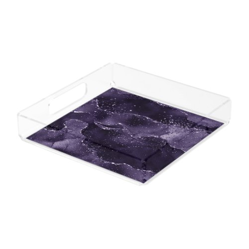 Moody Agate  Midnight Indigo Deep Purple Glam Acrylic Tray