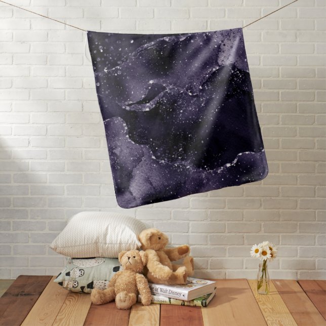 Moody Agate | Midnight Indigo Deep Purple Glam Baby Blanket (In Situ)