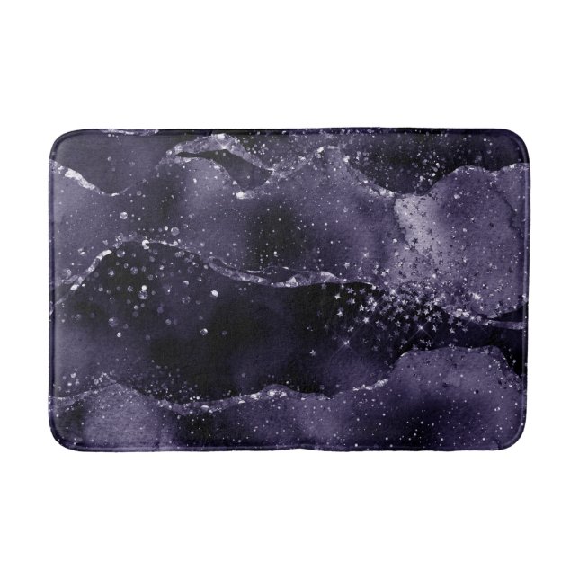 Moody Agate | Midnight Indigo Deep Purple Glam Bath Mat (Front)