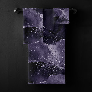 Moody Agate   Midnight Indigo Deep Purple Glam Bath Towel Set