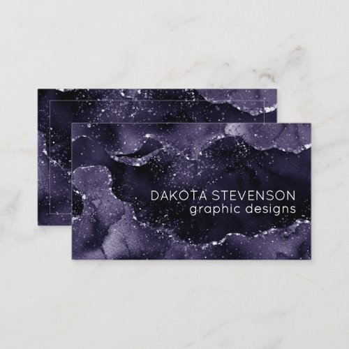 Moody Agate  Midnight Indigo Deep Purple Glam Business Card