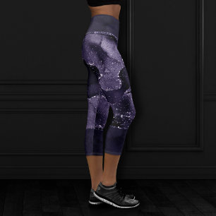 Moody Agate Midnight Indigo Deep Purple Glam Capri Leggings