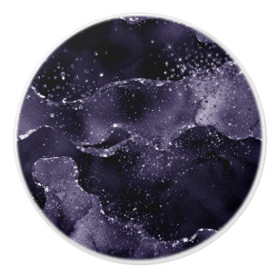 Moody Agate   Midnight Indigo Deep Purple Glam Ceramic Knob