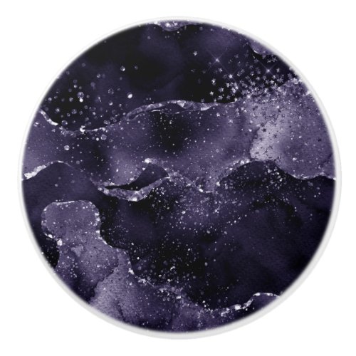 Moody Agate  Midnight Indigo Deep Purple Glam Ceramic Knob