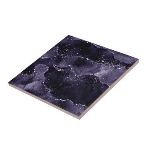 Moody Agate  Midnight Indigo Deep Purple Glam Ceramic Tile